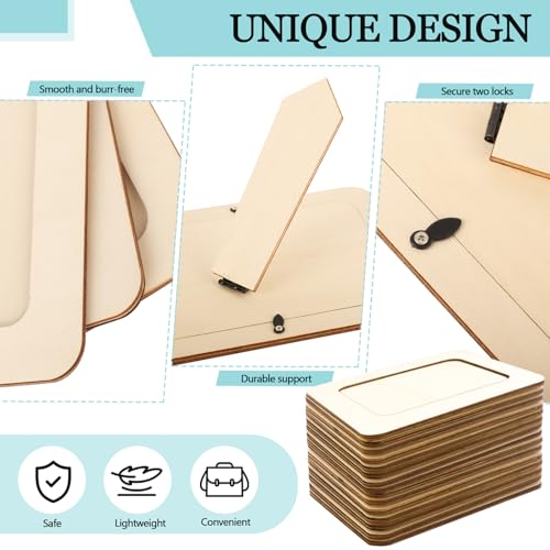 RYKOMO 12 Pieces DIY Wooden Picture Frames, Unfinished Solid Wood Photo Picture Frames for 4 x 6 in Photos, Standing Wooden Picture Frame for Thanksgiving Christmas Gift, Halloween DIY Crafts - Image 4