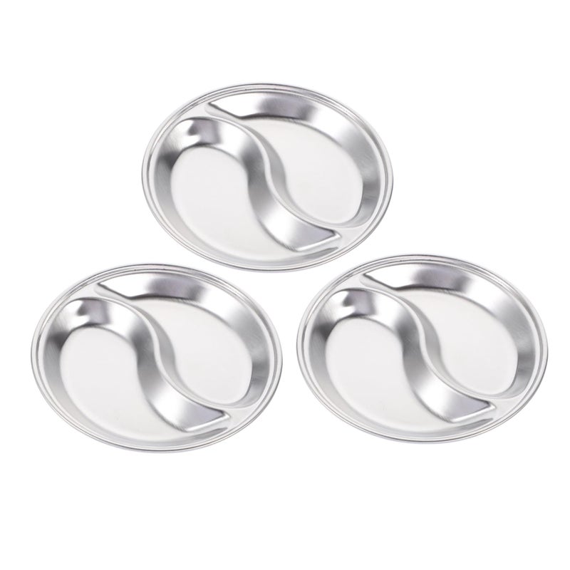 Silver Sauce Tray Appetizer Plates Dessert Bowls 3Pcs Multi Use Seasoning Plates - Image 2