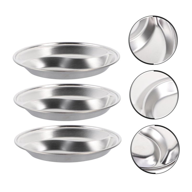 Silver Sauce Tray Appetizer Plates Dessert Bowls 3Pcs Multi Use Seasoning Plates - Image 4