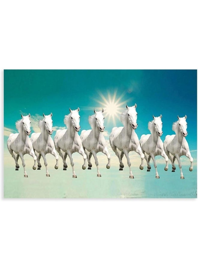 Home Trove Seven Lucky Running Wild Horses Art Animal Wall Art Running Horses Wall Posters 9 Canvas Poster Wall Art Decor Print Picture Paintings for Living Room Bedroom Decoration Unframe-style  - Image 1