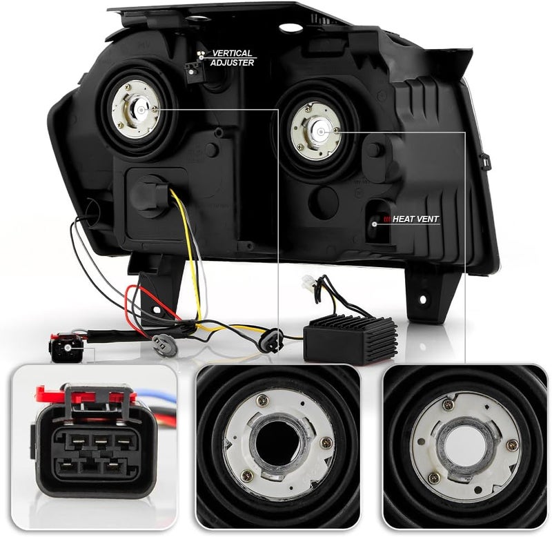 KEEKPO Black LED Tube Headlights for 2005-2007 Jeep Grand Cherokee - Image 3