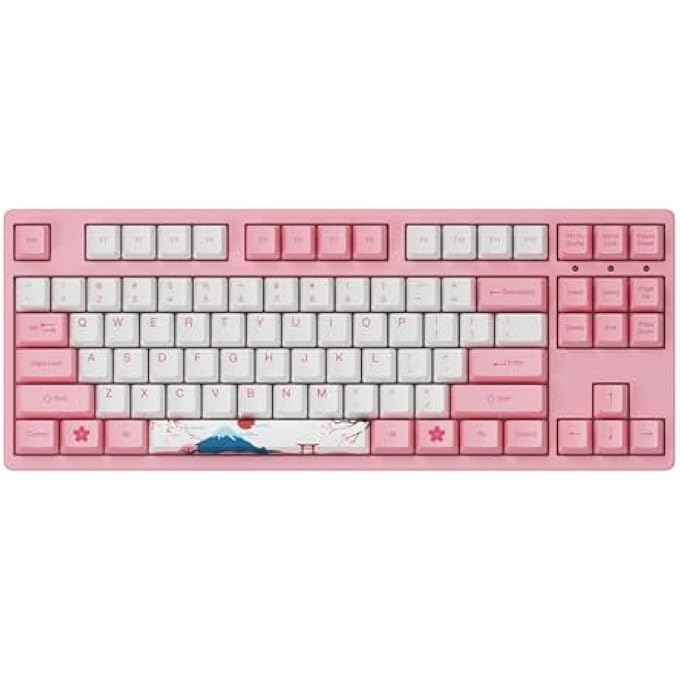 rayihni TOKYO 3087 WIRED MECHANICAL GAMING KEYBOARD 87 KEYS 100% ANTI-GHOSTING WITH PBT DYE-SUB KEYCAPS, OEM PROFILE, CREAM YELLOW LINEAR SWITCH, PROGRAMMABLE MACROS WIRED TKL KEYBOARD FOR PC/LAPTOP - Image 1