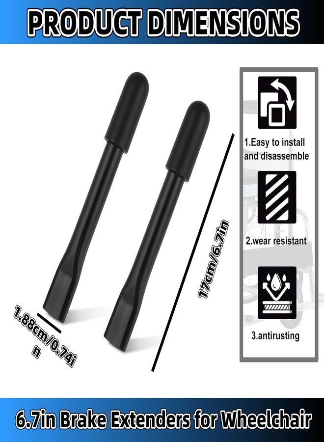WenTigDY 2PCS Wheelchair Brake Extenders,6.7 in Wheelchair Handle Extenders Wheelchair Accessories Elderly Disabled Accessories for Drive Parts Braking Reclining Power Chair Accessories - Image 2