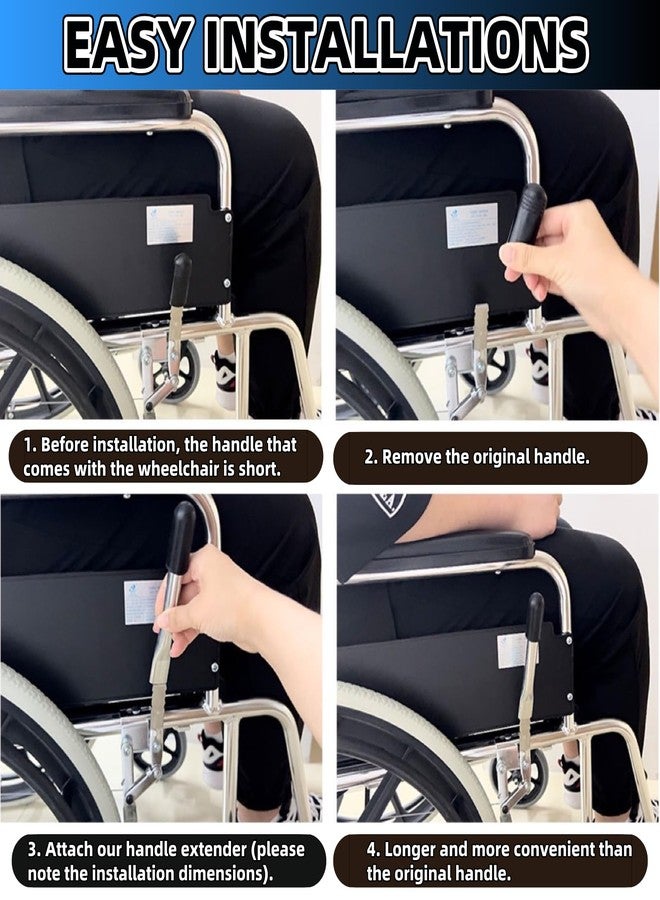 WenTigDY 2PCS Wheelchair Brake Extenders,6.7 in Wheelchair Handle Extenders Wheelchair Accessories Elderly Disabled Accessories for Drive Parts Braking Reclining Power Chair Accessories - Image 3