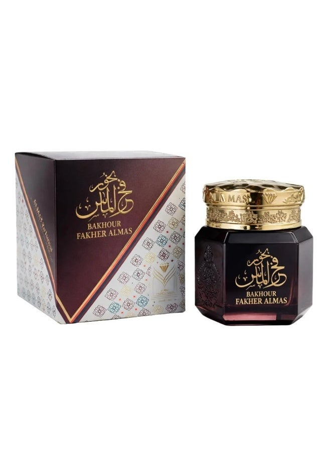 الماس بخور فخر ألماس 35 جرام بخور فاخر بالزعفران والعنبر والعود المغربي وخشب الصندل عطر شرقي فاخر لتعطير المنزل والمجالس والضيوف والمناسبات برائحة ثابتة وأنيقة - Image 1