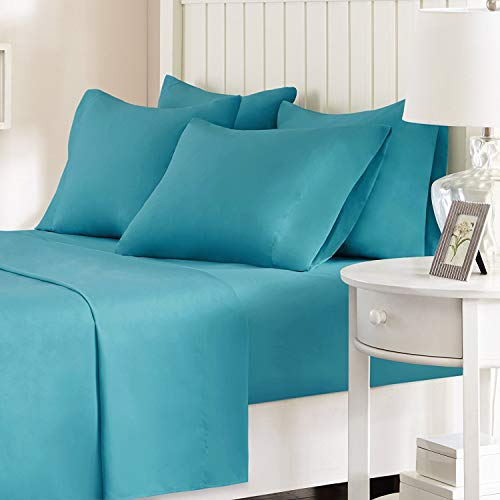 Comfort Spaces Microfiber Set 14" Deep Pocket, Wrinkle Resistant All Around Elastic-Year-Round Cozy Bedding Sheet, Matching Pillow Cases, King, Teal,CS20-0250 - Image 1