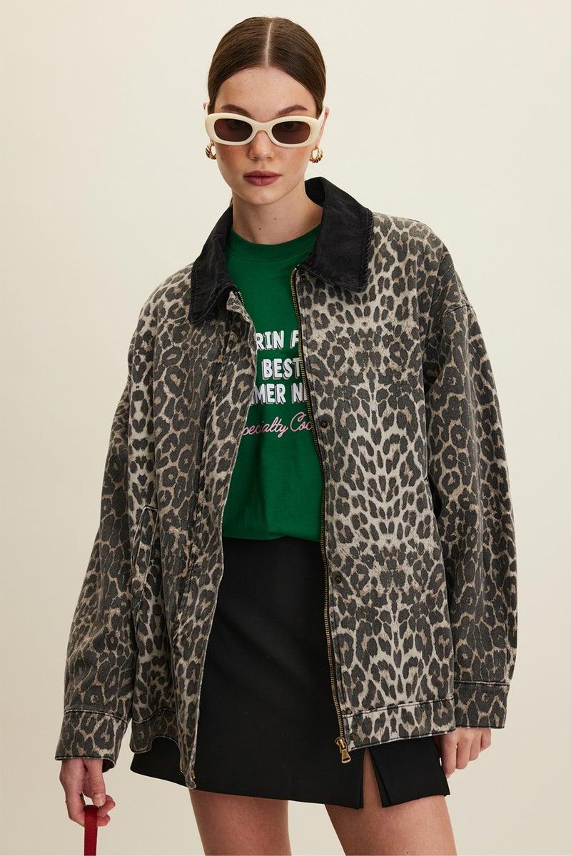 Manuka Patterned Gabardine Jacket Leopard  - Image 2