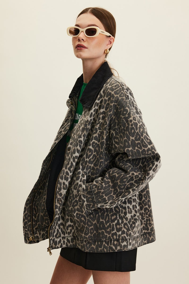 Manuka Patterned Gabardine Jacket Leopard  - Image 3