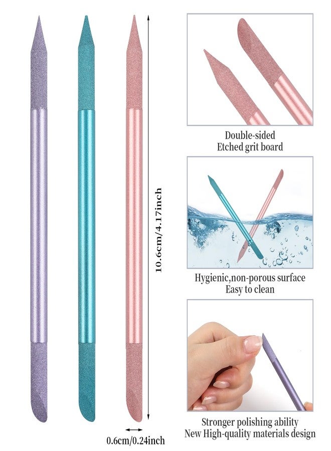 heemeei 3Pcs Glass Cuticle Pusher, heemeei Dual-Ended Manicure Stick, Crystal Cuticle Pusher Glass File, Professional Precision Filing Cuticle Remover, Manicure Pedicure Tools for Nails and Cuticles Care - Image 3