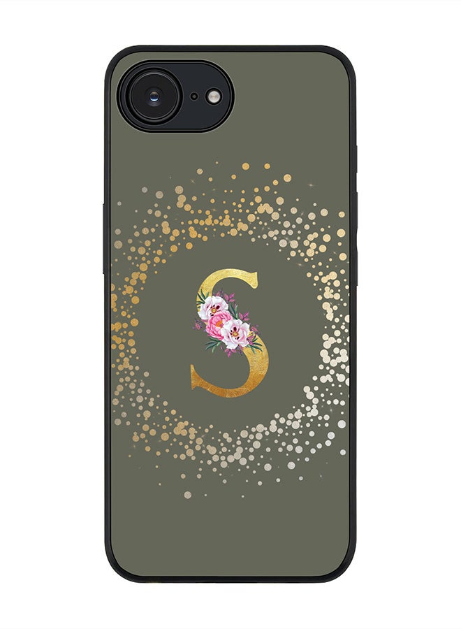 Stylizedd For Apple iPhone 16e Case,Slim fit Camera Protection, Shockproof Thin Phone cover  - Custom Monogram Floral - S  (Olive Green ) - Image 1