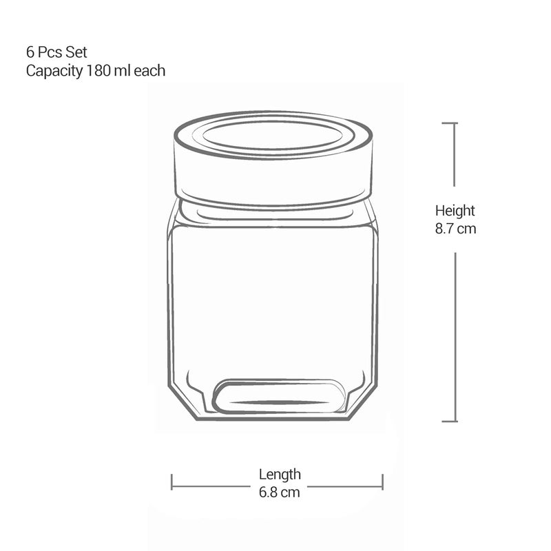 TREO By Milton Cube Storage Glass Jar Set of 6, 180 ml Each, Transparent, BPA Free, Storage Jar, Kitchen Organizer Modular, Multipurpose Cookies Jar - Image 2