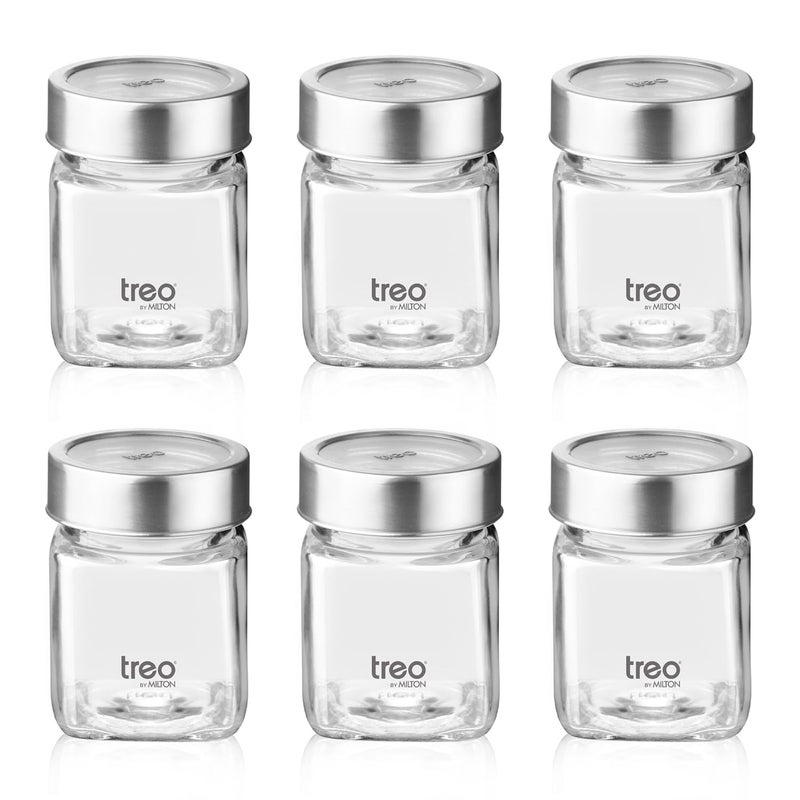 TREO By Milton Cube Storage Glass Jar Set of 6, 180 ml Each, Transparent, BPA Free, Storage Jar, Kitchen Organizer Modular, Multipurpose Cookies Jar - Image 5