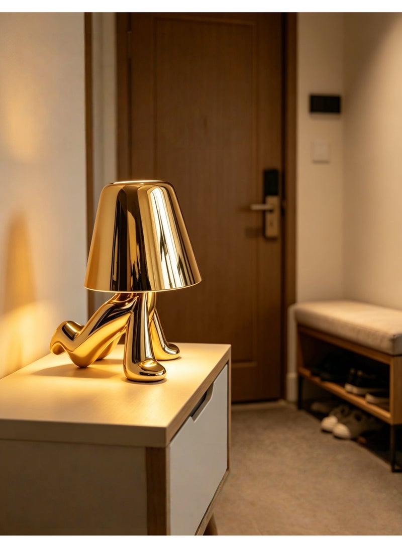 USB rechargeable touch-type LED table lamp, featuring a golden climbing figure decoration night light, with 3 color modes, eye-protecting bedside night light, suitable for bedrooms, offices, and other scenarios, and can also be used as a home decoration or gift - Image 3