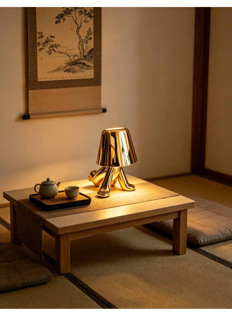 USB rechargeable touch-type LED table lamp, featuring a golden climbing figure decoration night light, with 3 color modes, eye-protecting bedside night light, suitable for bedrooms, offices, and other scenarios, and can also be used as a home decoration or gift - Image 4