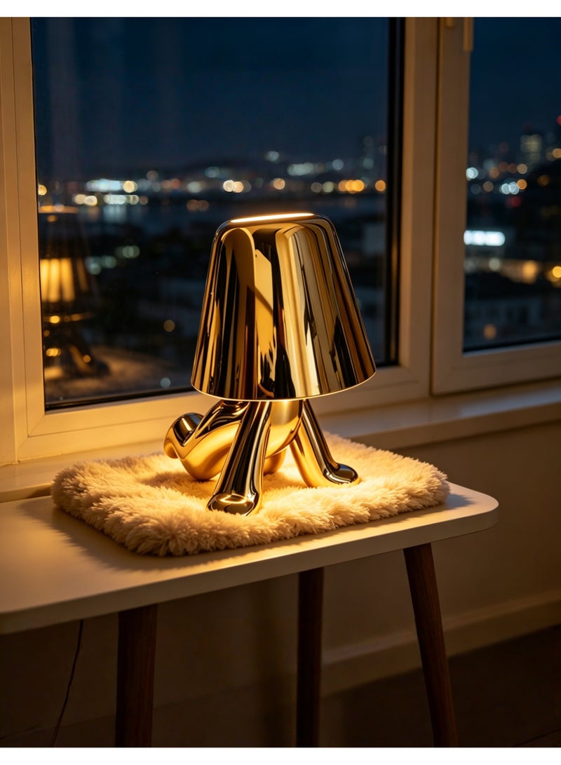 USB rechargeable touch-type LED table lamp, featuring a golden climbing figure decoration night light, with 3 color modes, eye-protecting bedside night light, suitable for bedrooms, offices, and other scenarios, and can also be used as a home decoration or gift - Image 5