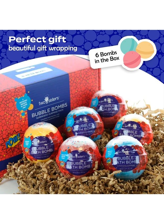 Two Sisters Bubble Bath Bombs Superhero Surprise Set for Kids | Super Hero Toys Inside | 6-Pack Set in a Gift Box | Safe for Sensitive Skin | Fizzy and Bubbly Bath Balls for Boys & Girls - Image 4