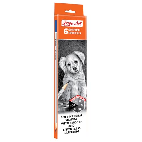 Artline Love Art Ultra Dark Sketch Pencil Set|Lightweight With Comfortable Grip|Pencil Set For Drawing|Shading|Safe Pencils For Children|Set Of 6 Sketch Pencil X Pack Of 2|Black - Image 1