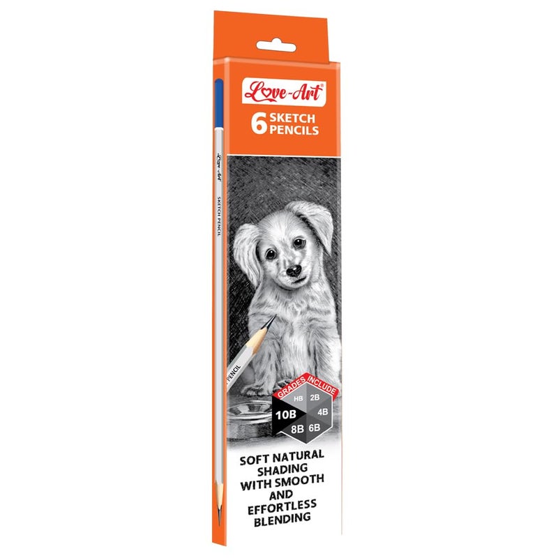 Artline Love Art Ultra Dark Sketch Pencil Set|Lightweight With Comfortable Grip|Pencil Set For Drawing|Shading|Safe Pencils For Children|Set Of 6 Sketch Pencil X Pack Of 2|Black - Image 2