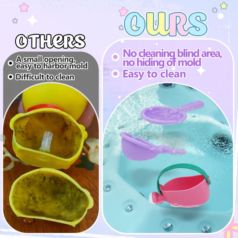 Biubee Small Soft Bath Toys for Toddlers 1-3 - Super Easy to Clean Water Table Toys Baby Tub Swimming Pool Toy Fun Tactile Training Newborn Gifts, 3Packs (Pink) - Image 3