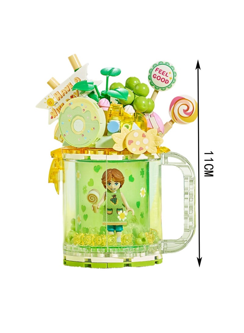 Sunshine Green Grape 252 Pieces, Girl Ice Cream Milk Tea Cup Set Building Block Toy Assembly Model Gift For Children  - Image 2