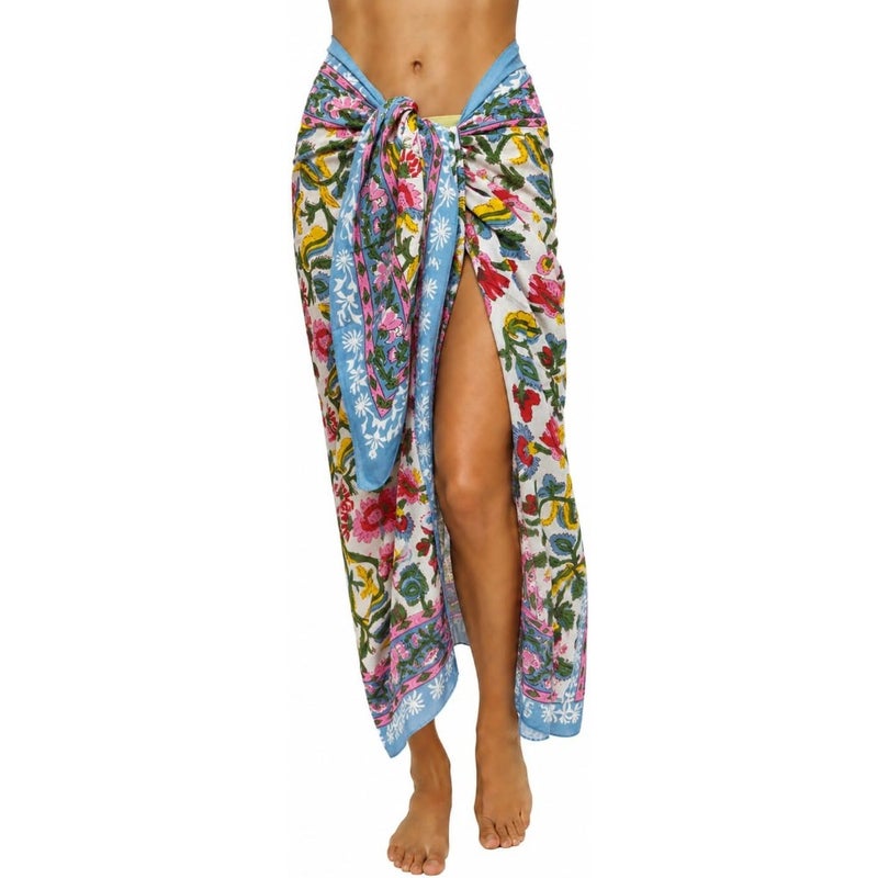 Rastogi Handicrafts 100 Cotton Hand Block Print Sarong Womens Swimsuit Wrap Cover Up Long - Image 1