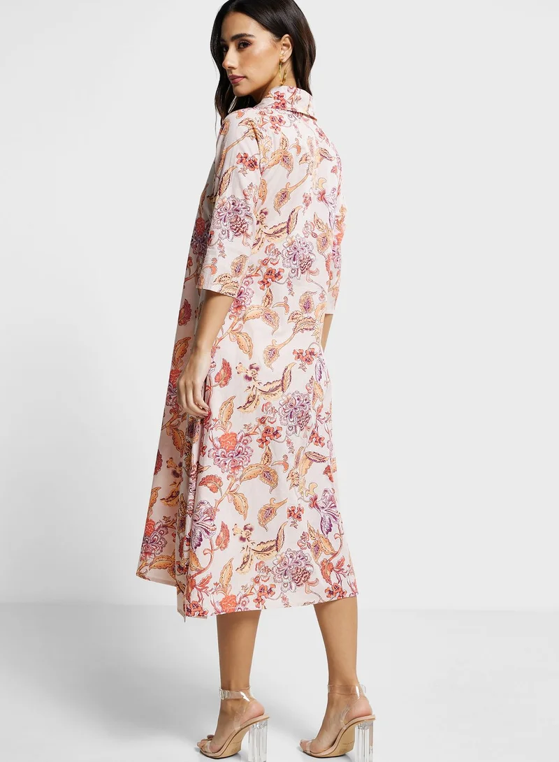 kolaba Asymmetric Hem Floral Print Dress
