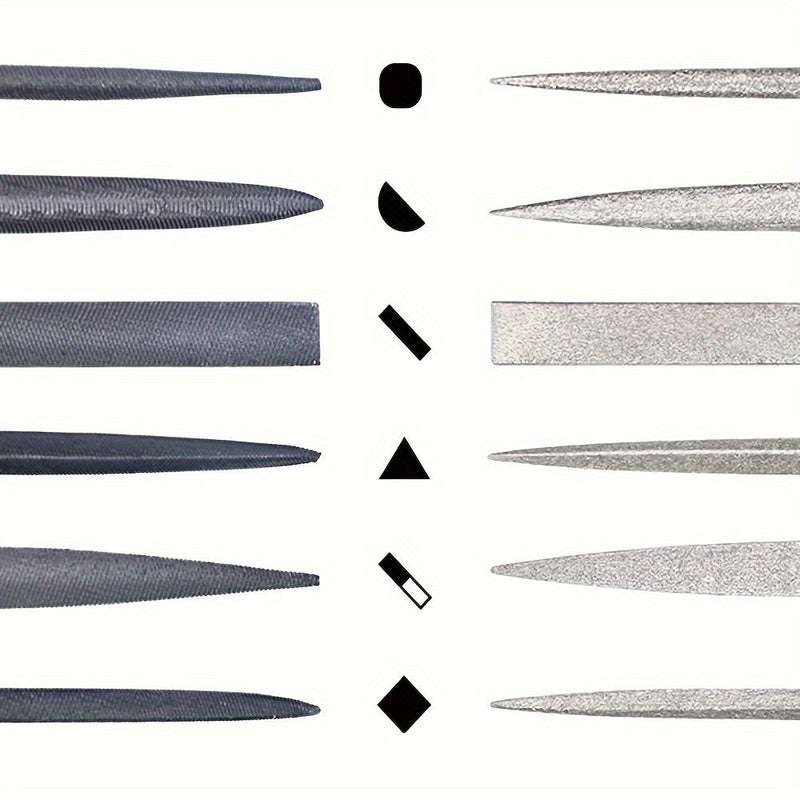 12 Piece Carbon Steel And Diamond File Set With Comfort Grip And Case - Image 4