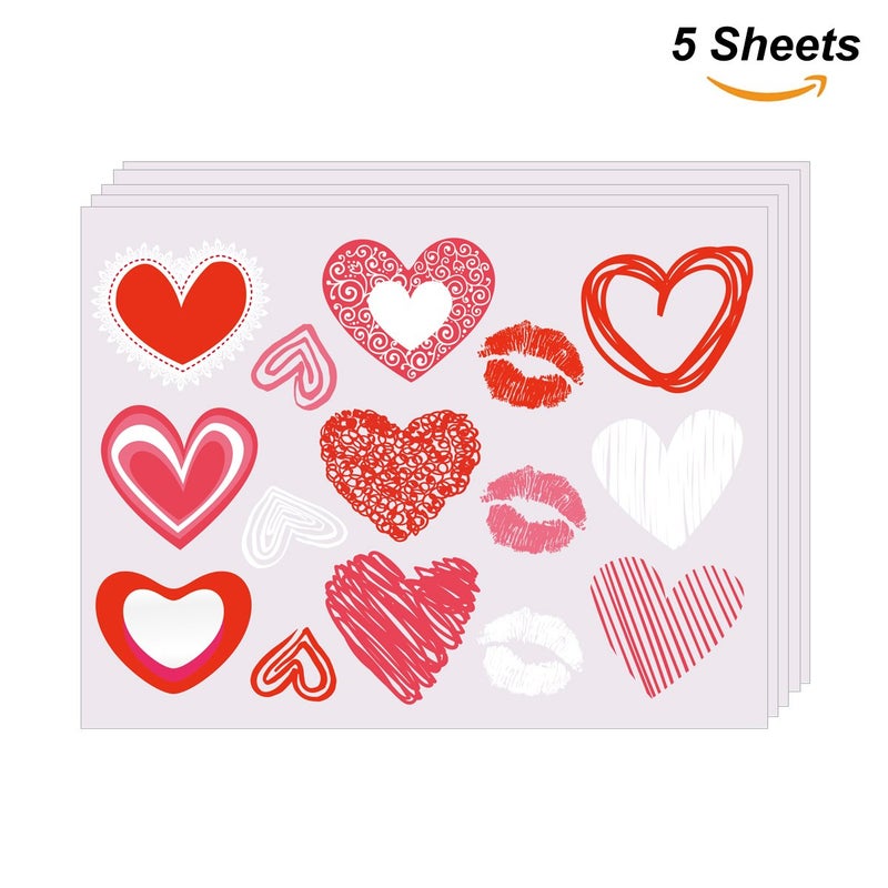 Cualfec Valentine's Day Window Clings Valentine's Day Decoration Heart Clings for Valentine Party Favors and Party Decorations - Image 3