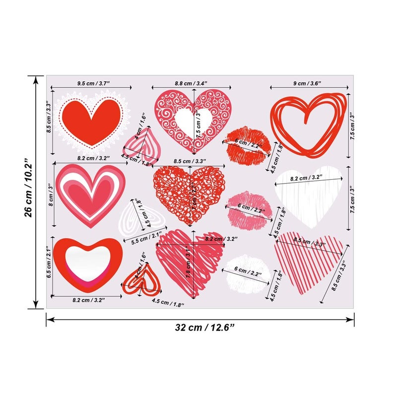 Cualfec Valentine's Day Window Clings Valentine's Day Decoration Heart Clings for Valentine Party Favors and Party Decorations - Image 4
