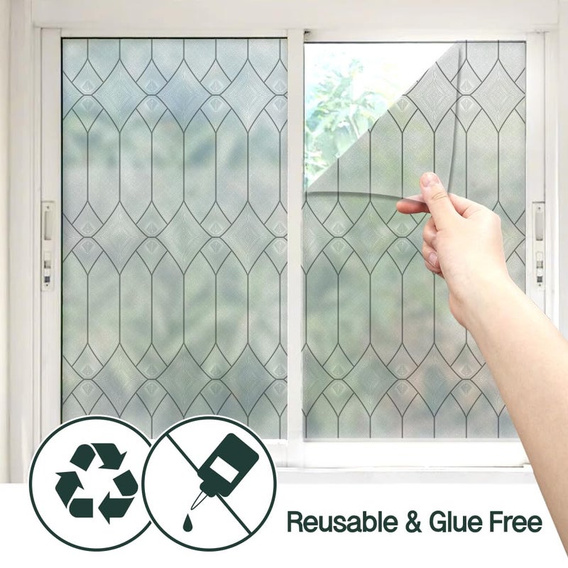 BEAUS TILE UNI Window Film Static Clings Non Adhesive 3D Stained Glass Window Decals UV Protection (New City Light, 37.4 x 24.4 Inch) - Image 4