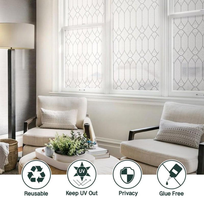BEAUS TILE UNI Window Film Static Clings Non Adhesive 3D Stained Glass Window Decals UV Protection (New City Light, 37.4 x 24.4 Inch) - Image 5