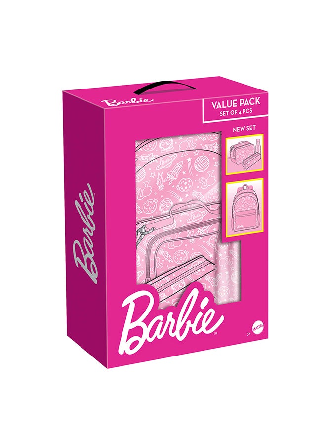Barbie طقم حقيبة ظهر مكون من 4 قطع مع حقيبة غداء وزجاجة ماء وحافظة أقلام - Image 5