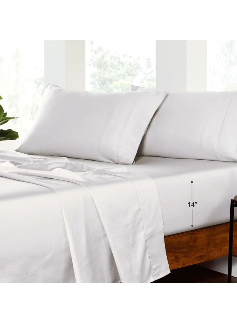 Donetella 2 Piece Fitted Sheet Set 120x203+30 cm and 1 Pillow Case 50x75 cm Twin Size Mist White