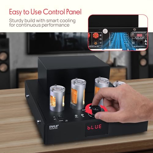 Pyle Bluetooth Amplifier Receiver with 4 Vacuum Tubes - 500W High-Fidelity Home Audio Stereo System, USB Reader, CD/DVD Inputs, Subwoofer Output, Built-in Cooling Fan - Image 5