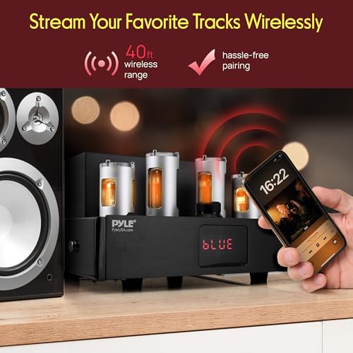 Pyle Bluetooth Amplifier Receiver with 4 Vacuum Tubes - 500W High-Fidelity Home Audio Stereo System, USB Reader, CD/DVD Inputs, Subwoofer Output, Built-in Cooling Fan - Image 4