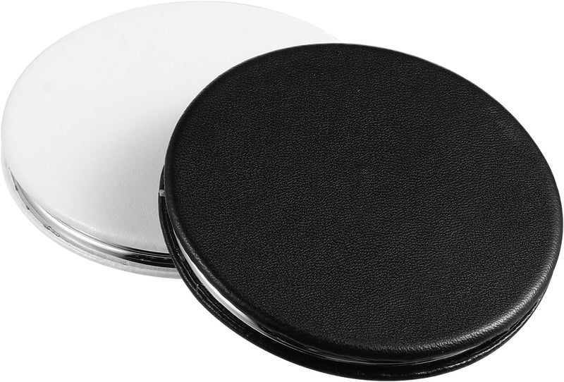 2 Pieces Portable Foldable Small Makeup Mirrors Double-Sided Pocket Compact Cosmetic Mirrors for Travel Handheld Use, White and Black - Image 1