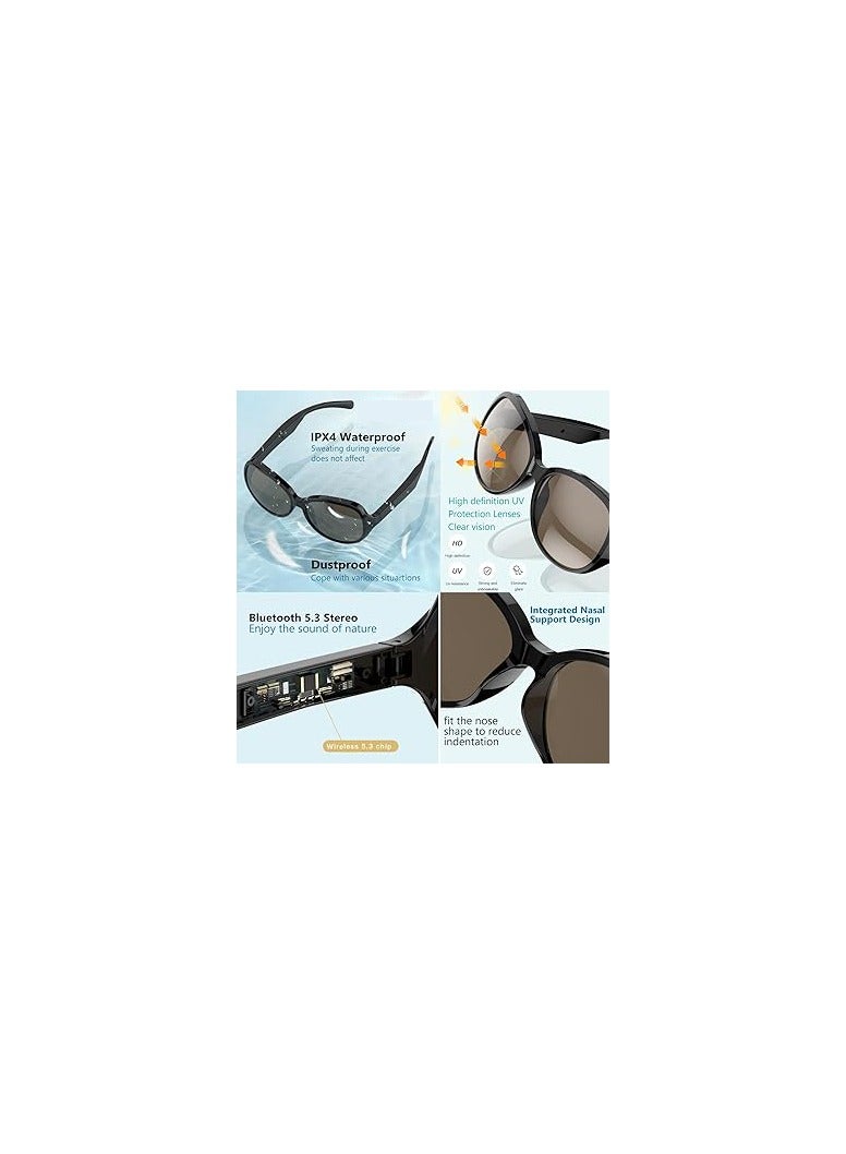 Smart Glasses, Bluetooth Sunglasses for Men Women, Music Glasses, Smart Sunglasses Built-in Micu0026Speakers, Outdoor UV Protection, Open Ear Smart Audio Glasses, Bluetooth 5.3 Glasses for Adults - Image 2