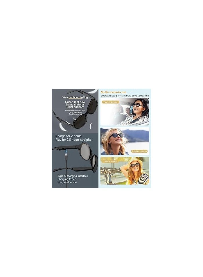 Smart Glasses, Bluetooth Sunglasses for Men Women, Music Glasses, Smart Sunglasses Built-in Micu0026Speakers, Outdoor UV Protection, Open Ear Smart Audio Glasses, Bluetooth 5.3 Glasses for Adults - Image 5
