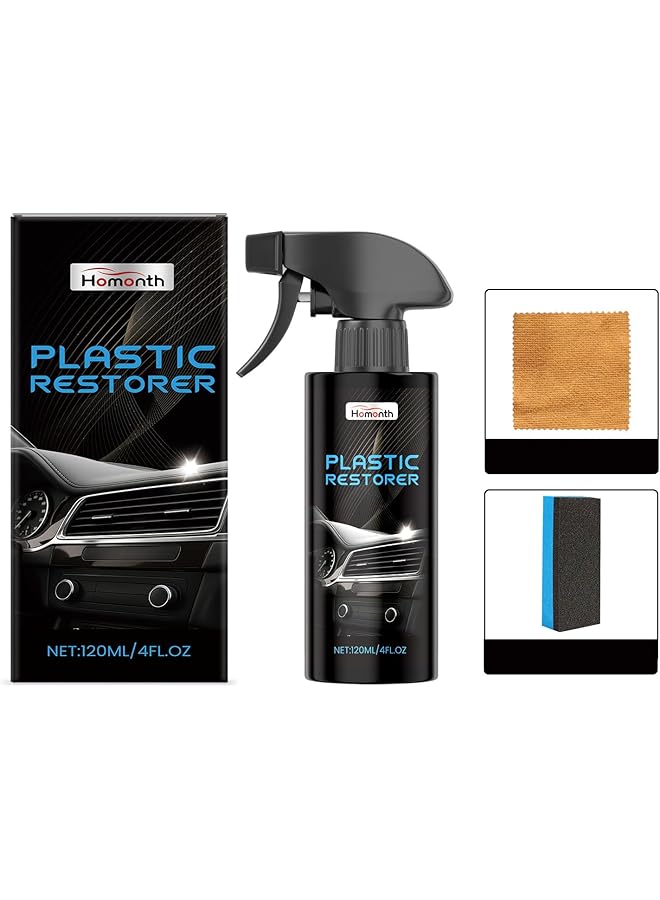 KASTWAVE Plastic Restorer For Cars, Ceramic Restorer For Black Plastic Trim, Dashboard, Bumpers & Rubber, Long-Lasting Plastic Repair For Trim, Buff For Shine, 120Ml - Image 1