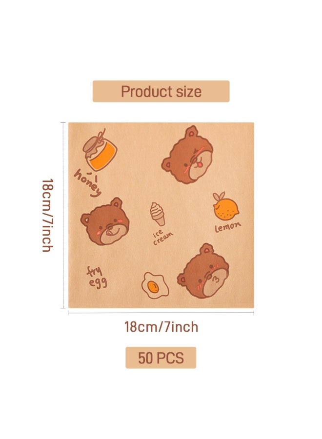 100 ورقة تغليف ورقية للساندويتشات من الدرجة الغذائية، اكياس ورقية مقاومة للدهون وغير لاصقة، اوراق شمع ديلي مقصوصة مسبقا، اكياس برجر مثلثة لتغليف الكيك والهامبرغر والخبز والدونات والوجبات الخفيفة - Image 2
