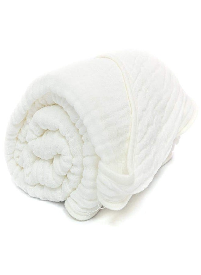 Primo Passi Hooded Bath Towel 40x40in Extra Large Bath Towel 100% Muslin Cotton 6 Layers for Babys Soft and Absorbent White| - Image 1