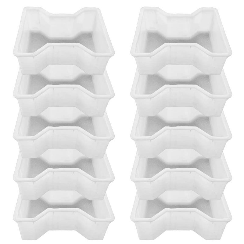 Reyal Lightweight Plastic Dumbell Paver Block mould80mm White Pack of 10