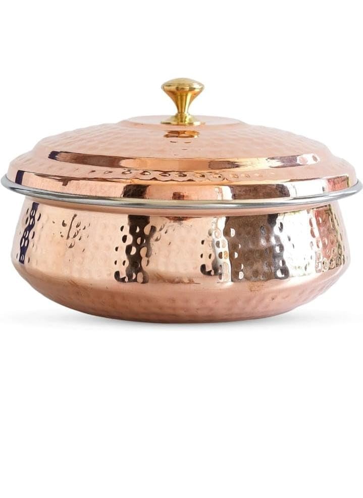 وعاء تقديم نحاسي أصلي بقطر 7 بوصة سعة 500 مل مع غطاء