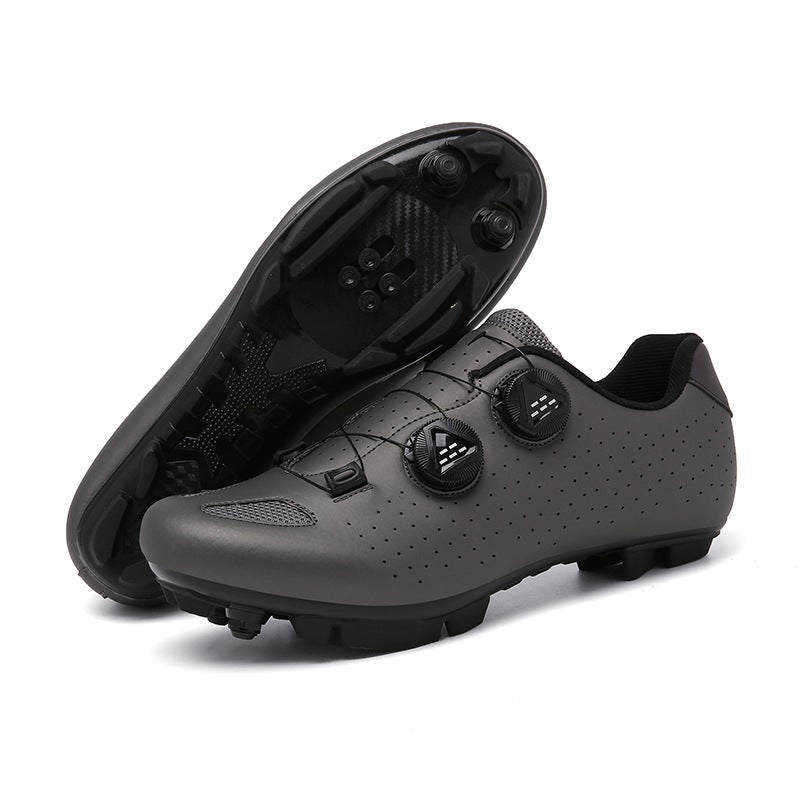 Generic Cross-border New Bicycle Shoes Men and Women Couples Cycling Shoes Outdoor Off-road Lock Shoes Unlocked Rubber Shoes gray mountain bottom