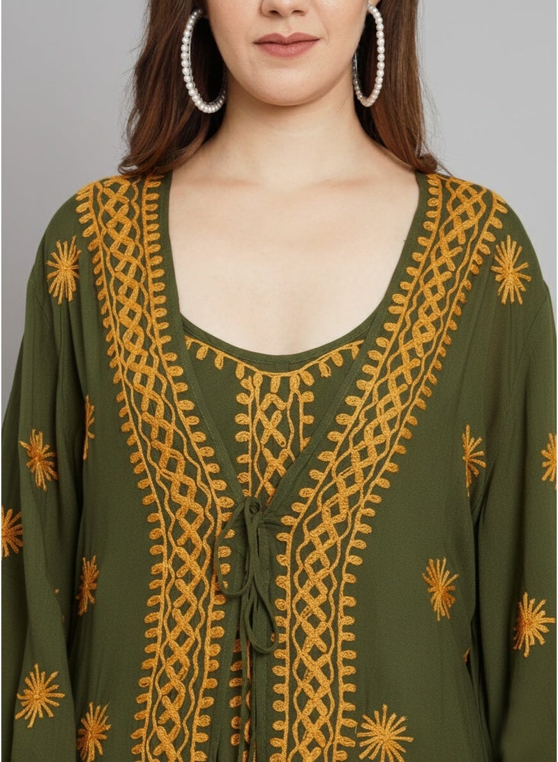 Alaya Hand Embroidered Chikankari Modal Kaftan-AL3605 - Image 5