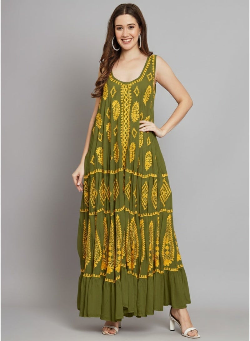 Alaya Hand Embroidered Chikankari Modal Kaftan-AL3605 - Image 3