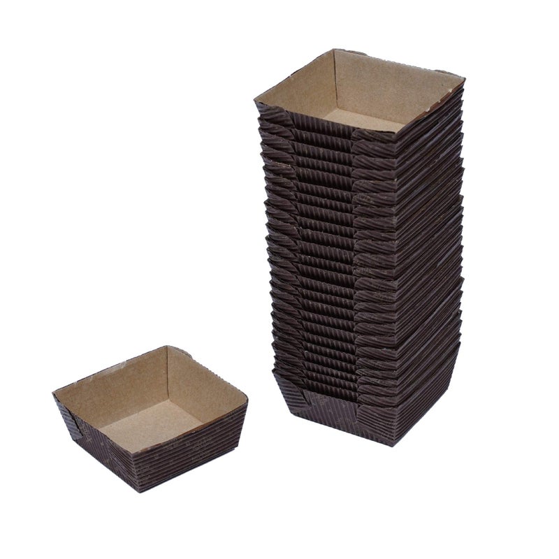 Esslly Premium Bake & Serve Paper Brownie Trays - Perfect for 40g Treats | 5 x 5 x 2.5 cms | Durable, Stylish & Greaseproof | Oven Safe | Pack of 25 for Convenient Baking. - Image 5