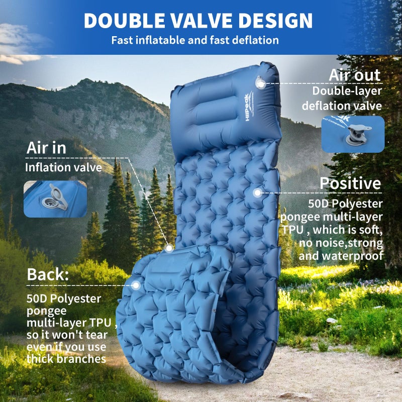 HiiPeak Sleeping Pad for Camping- Ultralight Inflatable Sleeping Mat with Built-in Foot Pump & Pillow, Upgraded Compact Camping Air Mattress for Tent, Backpacking, Hiking - Image 5