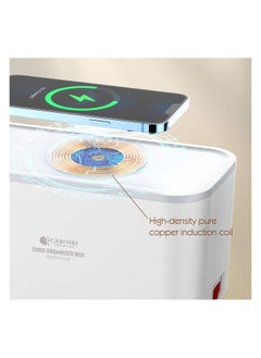 CAROSKI CAROSKI - Power Extension Cord with 15W Wireless Charger and Cable Management Box - 5 Universal Outlets - 6 ft Extension Cable Power Strip Sleek Organizer Box  - Image 5