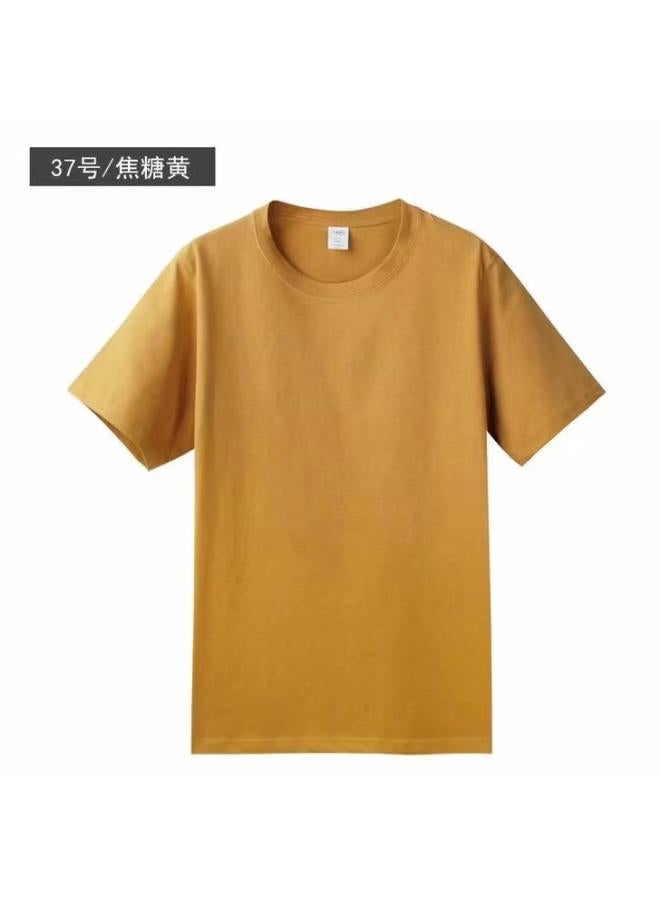 Song Feng Ya Heavy Pure Cotton Solid Color Short Sleeve Plus Size Loose Men's And Women's T-shirt Half Sleeve Round Collar Fashion Pullover Top 